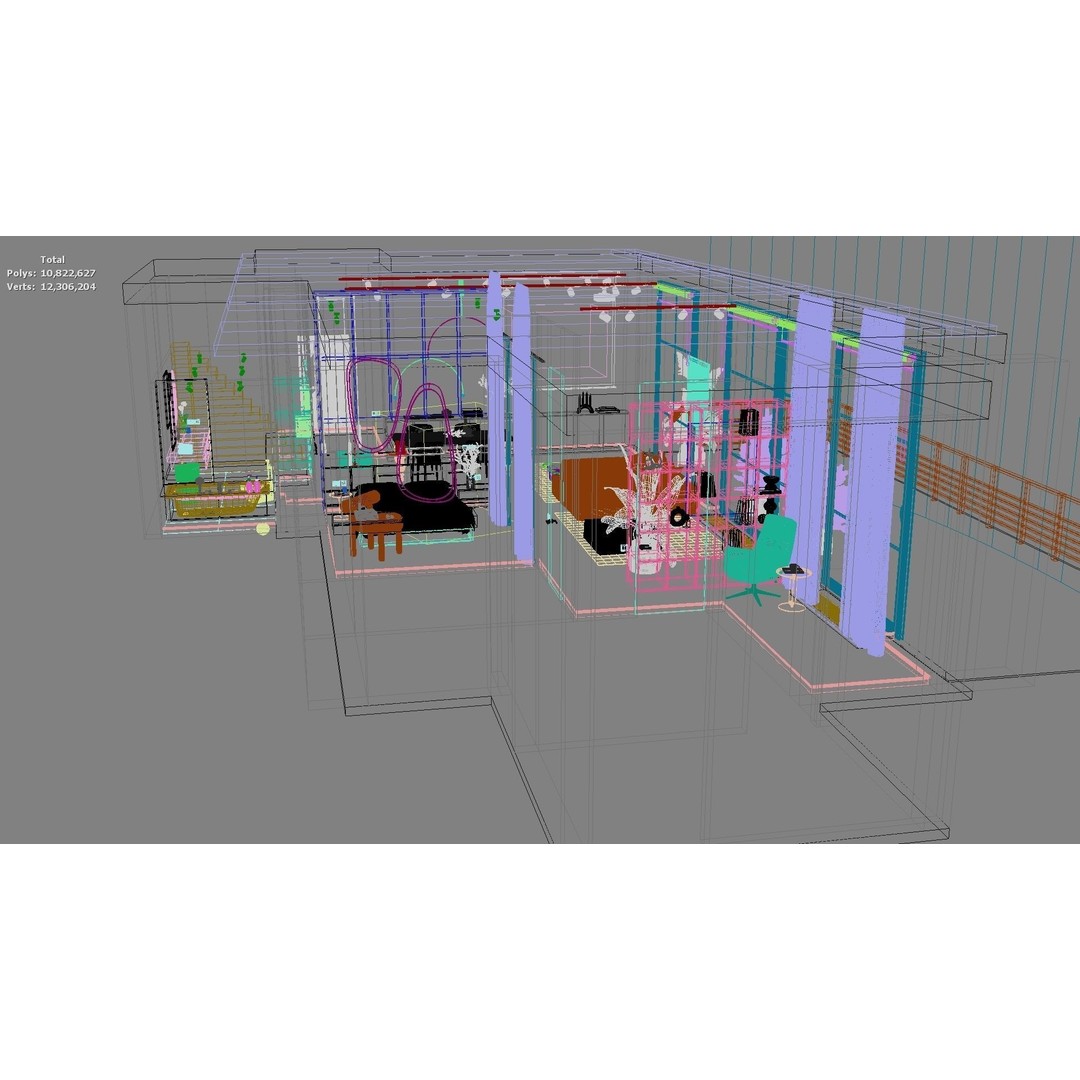 Modern Residential Interior 3D Model – High-Quality Apartment Design, FBX