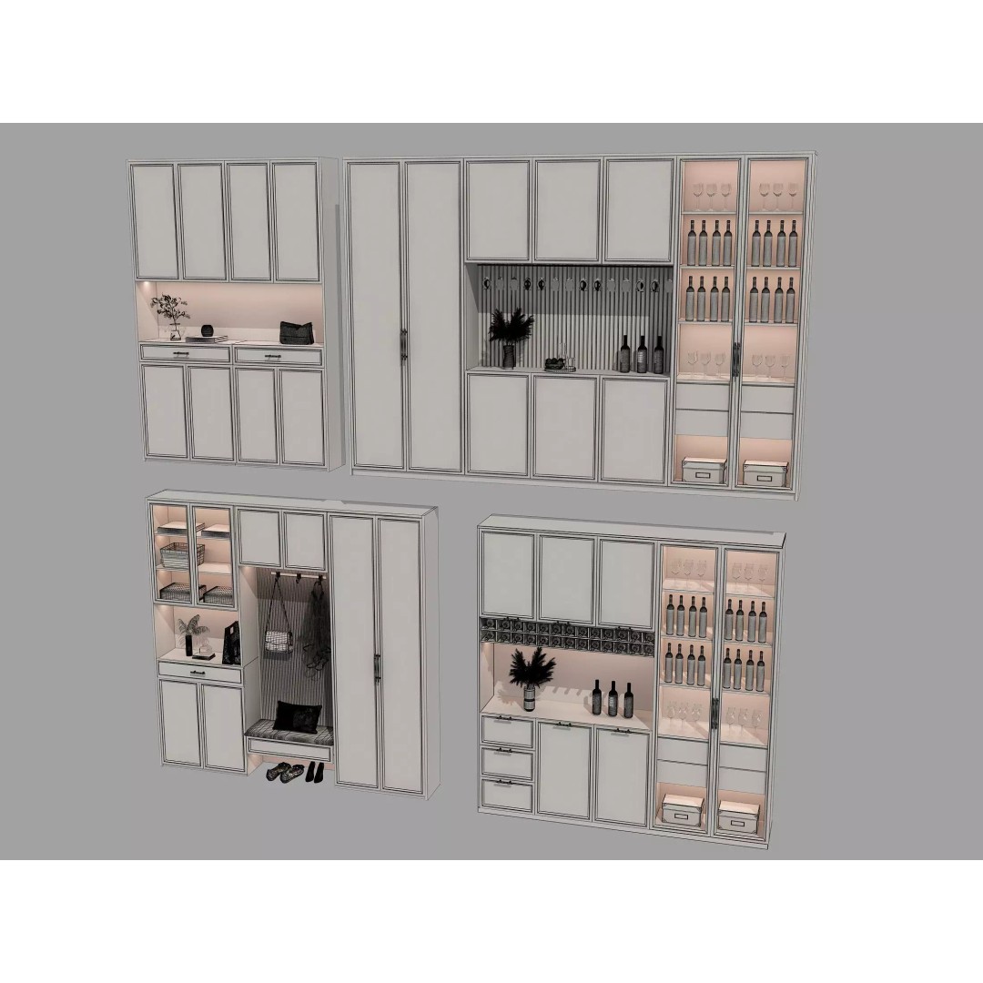 Wine Cabinet 3D Model – Realistic Storage Unit for Interiors, FBX & OBJ - View 10
