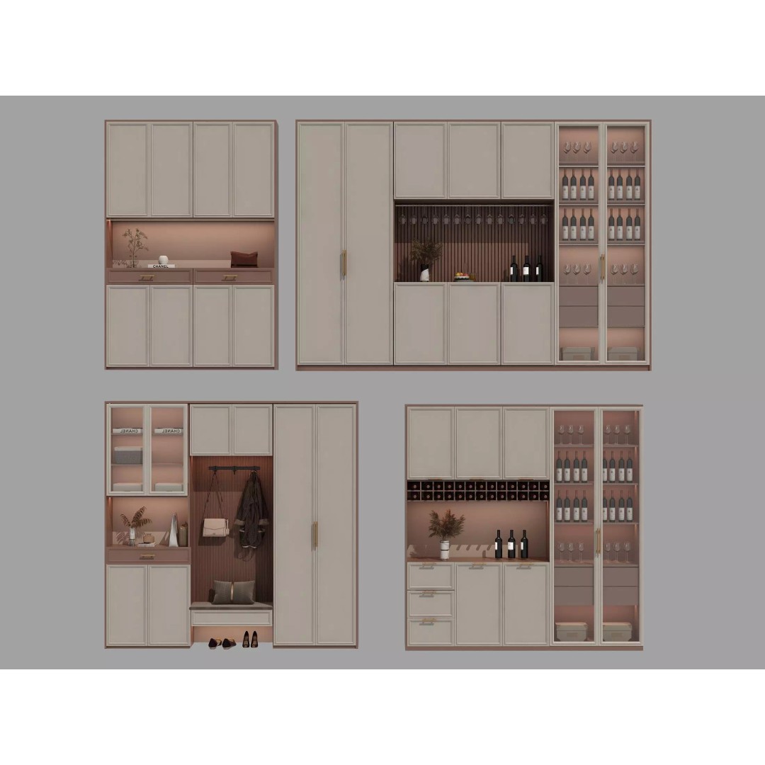 Wine Cabinet 3D Model – Realistic Storage Unit for Interiors, FBX & OBJ - View 2