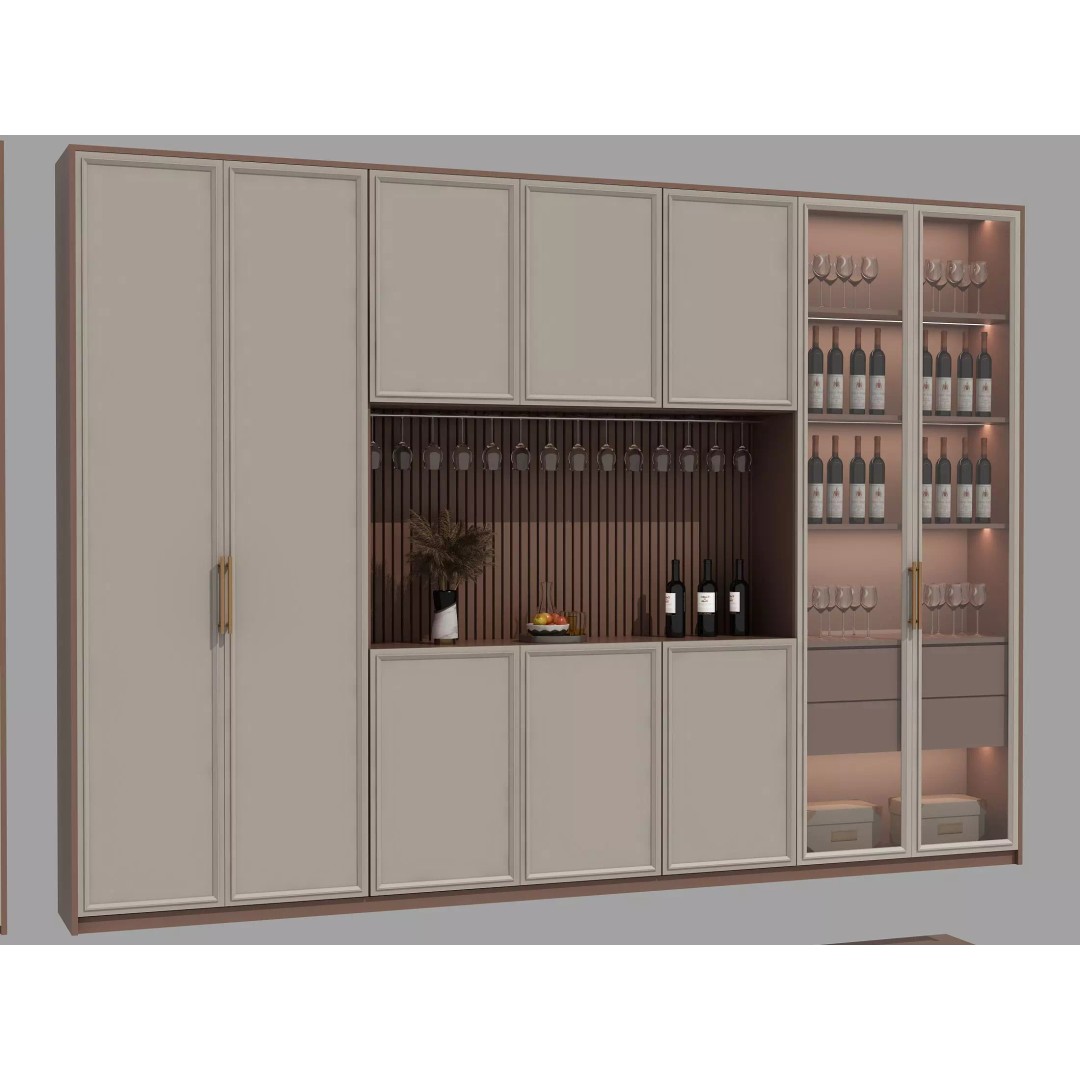 Wine Cabinet 3D Model – Realistic Storage Unit for Interiors, FBX & OBJ - View 3