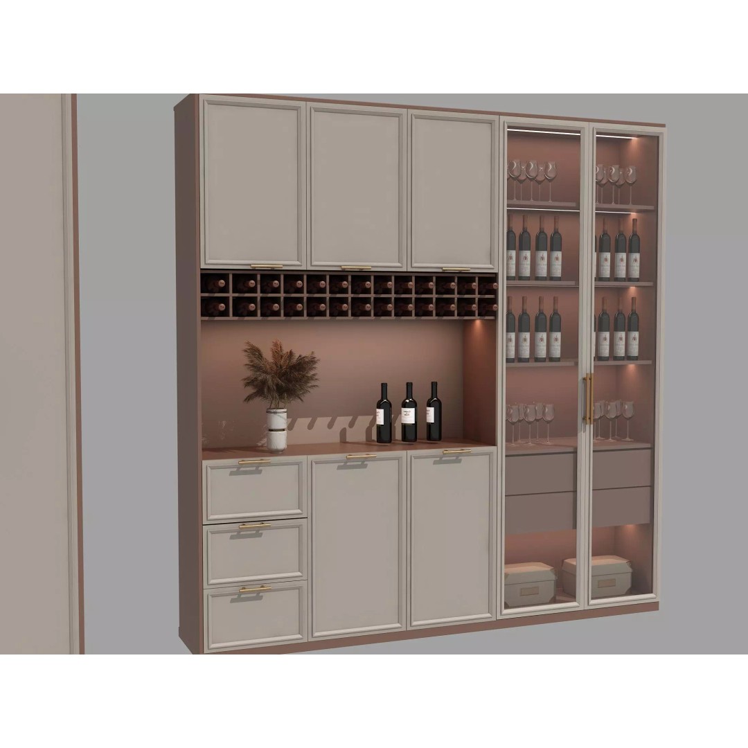 Wine Cabinet 3D Model – Realistic Storage Unit for Interiors, FBX & OBJ - View 4