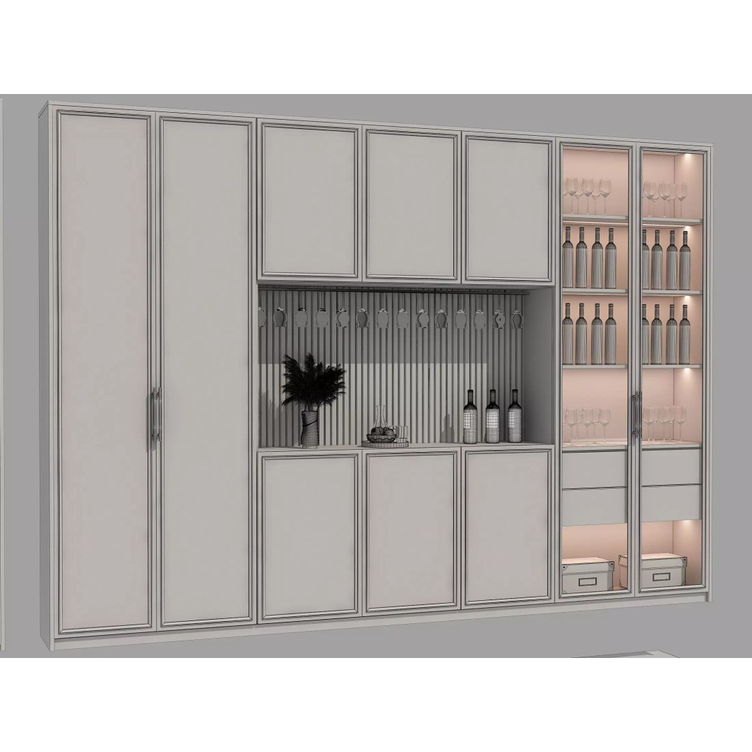 Wine Cabinet 3D Model – Realistic Storage Unit for Interiors, FBX & OBJ - View 9