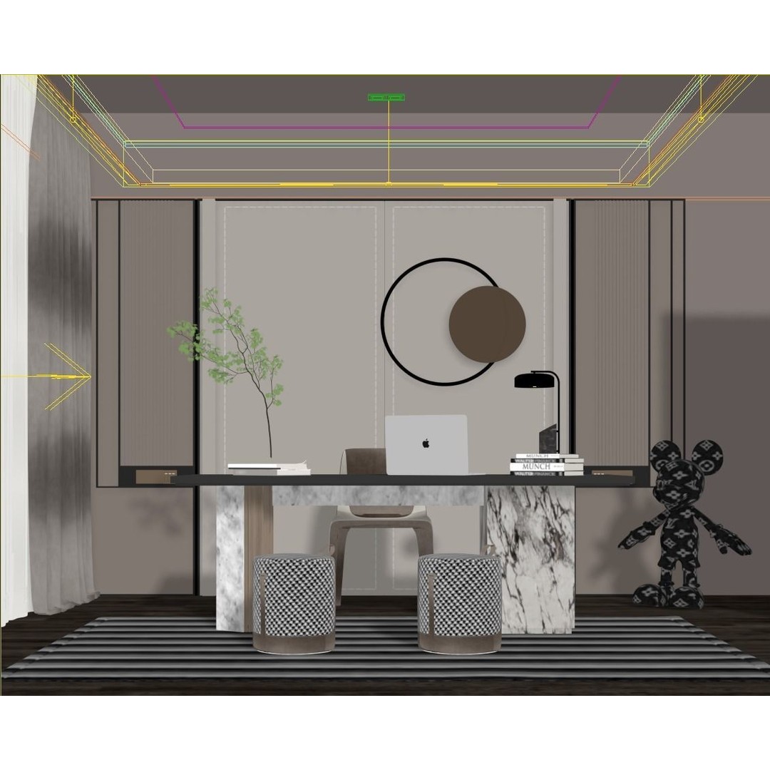 Office Workspace Essentials 3D Model – Modern Interior Scene, FBX - View 3