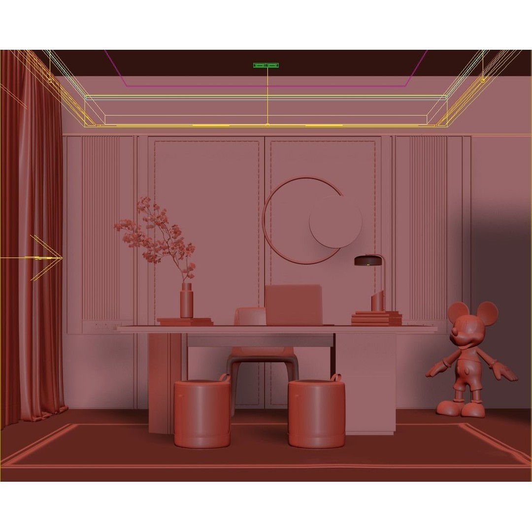 Office Workspace Essentials 3D Model – Modern Interior Scene, FBX - View 4