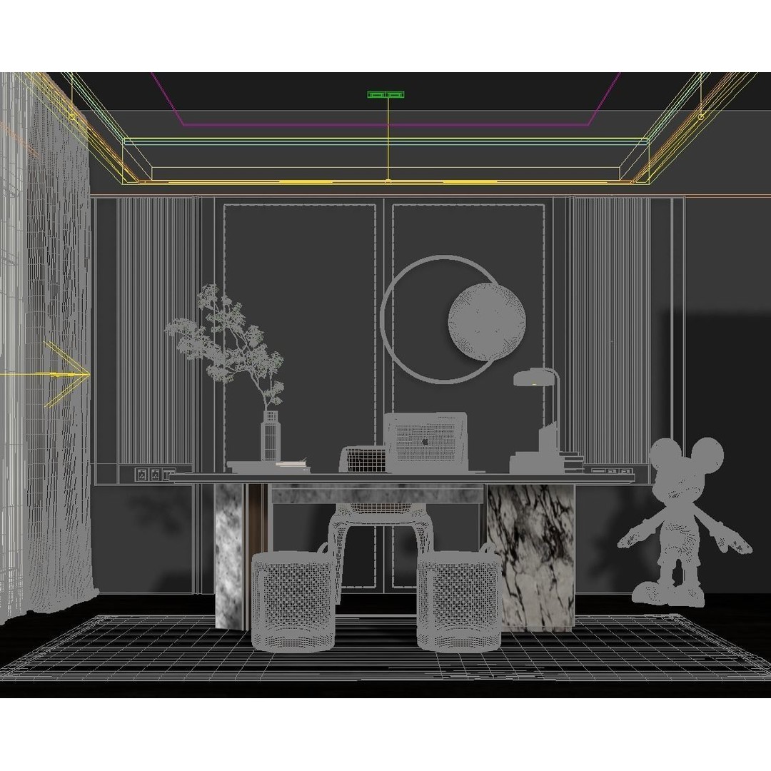 Office Workspace Essentials 3D Model – Modern Interior Scene, FBX - View 5