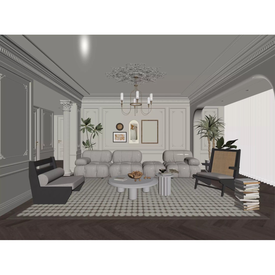 Living Room Scene 3D Model – Modern Interior Design, FBX, OBJ - View 7