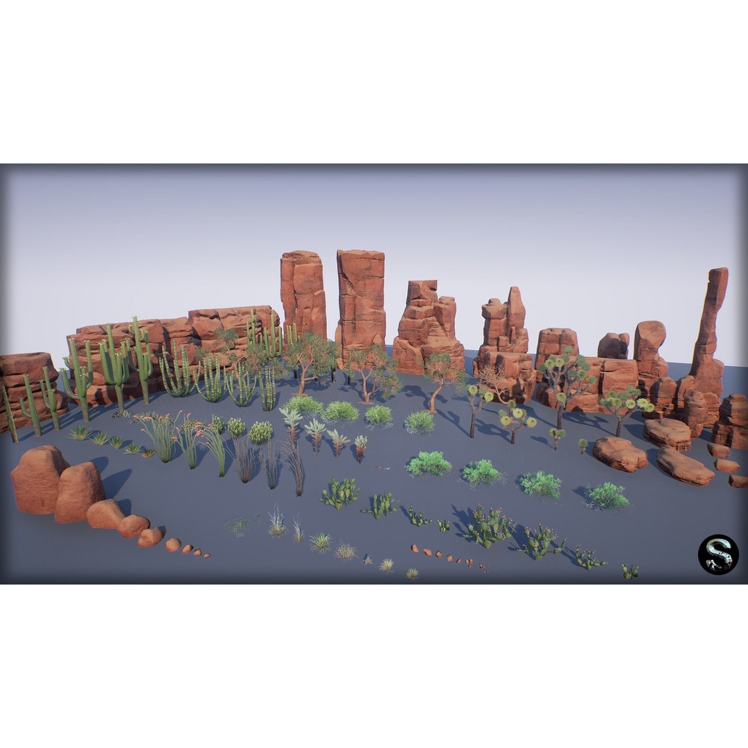 Red Desert Pack 3D Model – Low Poly Nature Asset for Unreal Engine