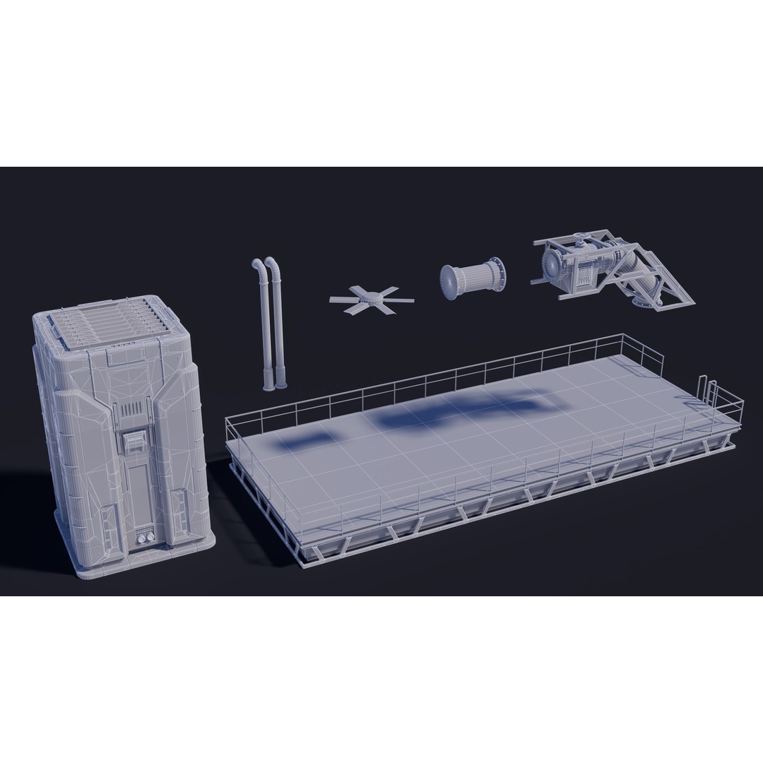Sci-Fi Building 3D Model – Low Poly PBR Industrial Asset, FBX & OBJ