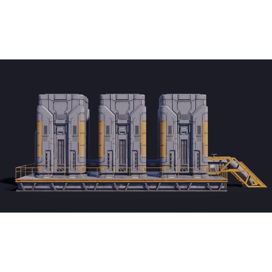 Sci-Fi Building 3D Model – Low Poly PBR Industrial Asset, FBX & OBJ - View 10