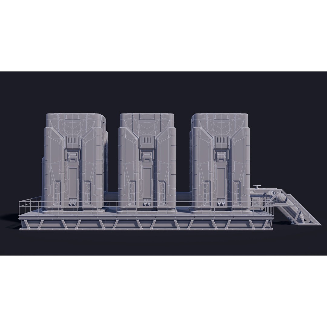 Sci-Fi Building 3D Model – Low Poly PBR Industrial Asset, FBX & OBJ - View 11