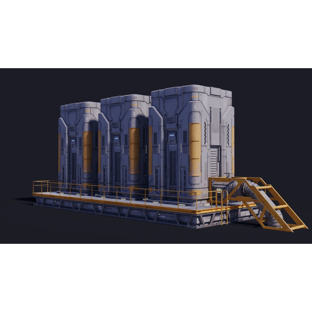 Sci-Fi Building 3D Model – Low Poly PBR Industrial Asset, FBX & OBJ - View 12