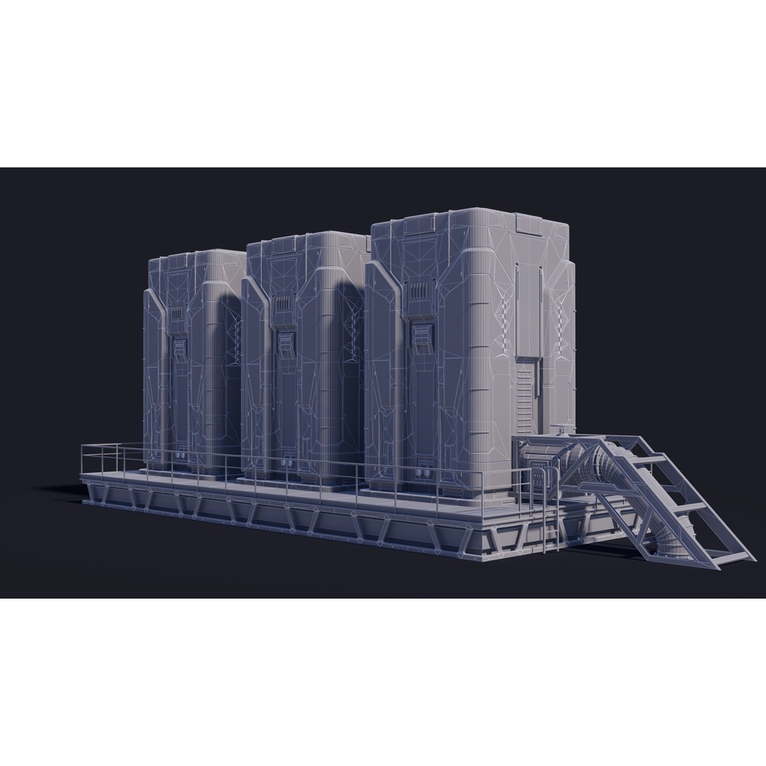 Sci-Fi Building 3D Model – Low Poly PBR Industrial Asset, FBX & OBJ - View 13