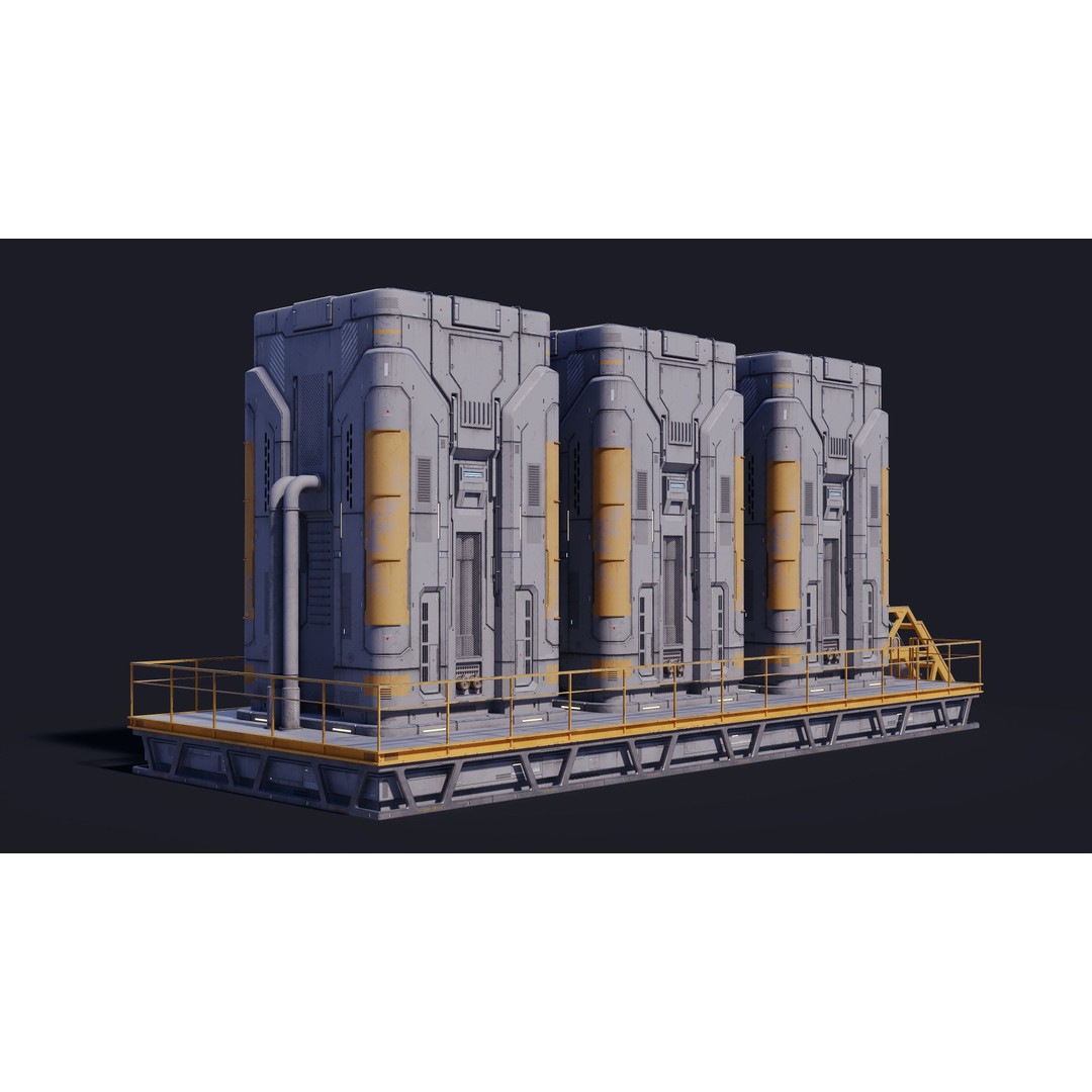 Sci-Fi Building 3D Model – Low Poly PBR Industrial Asset, FBX & OBJ - View 14