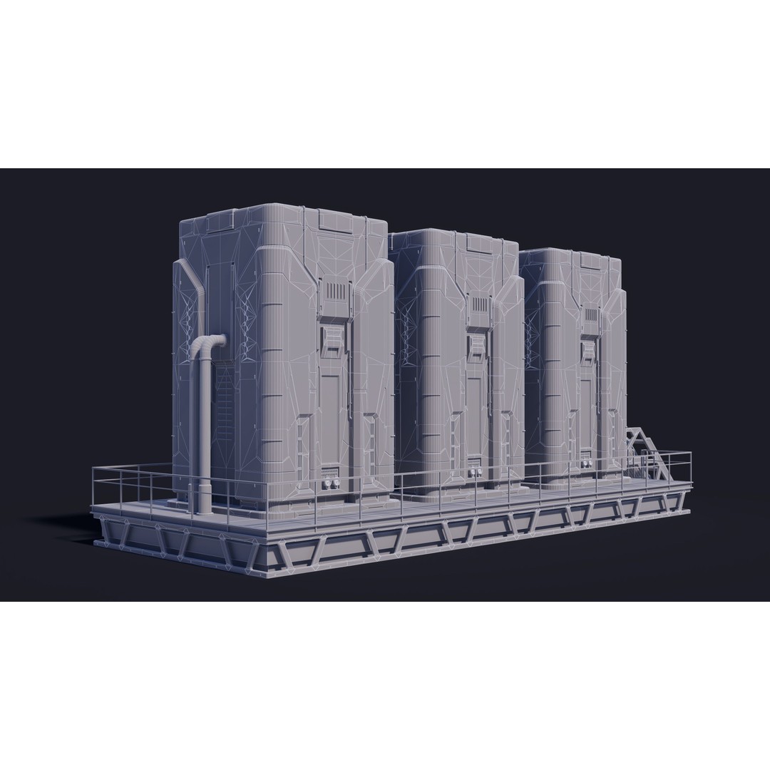 Sci-Fi Building 3D Model – Low Poly PBR Industrial Asset, FBX & OBJ - View 15