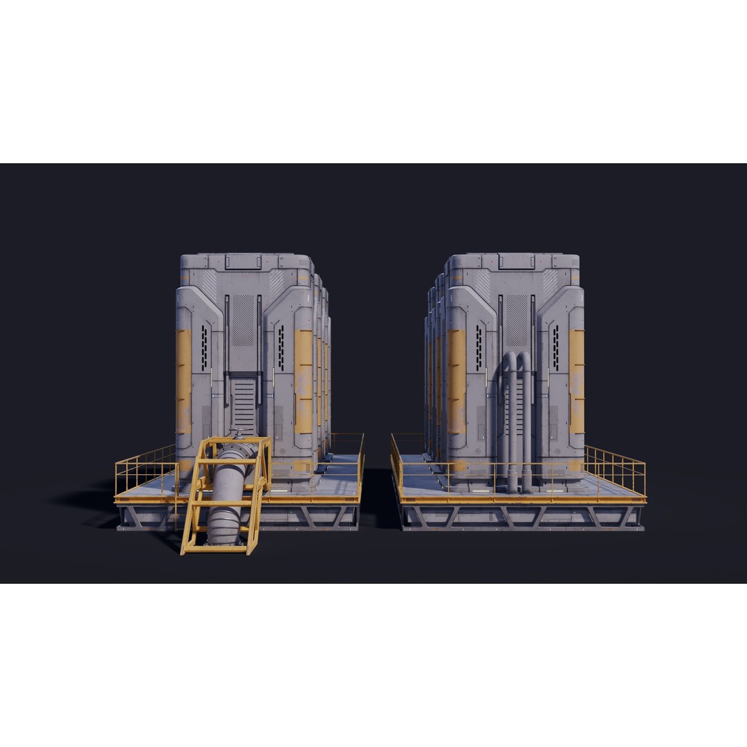 Sci-Fi Building 3D Model – Low Poly PBR Industrial Asset, FBX & OBJ - View 16