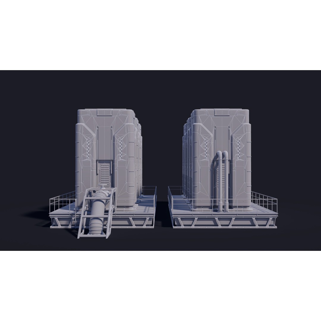Sci-Fi Building 3D Model – Low Poly PBR Industrial Asset, FBX & OBJ - View 17