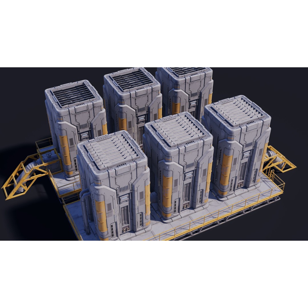 Sci-Fi Building 3D Model – Low Poly PBR Industrial Asset, FBX & OBJ - View 18