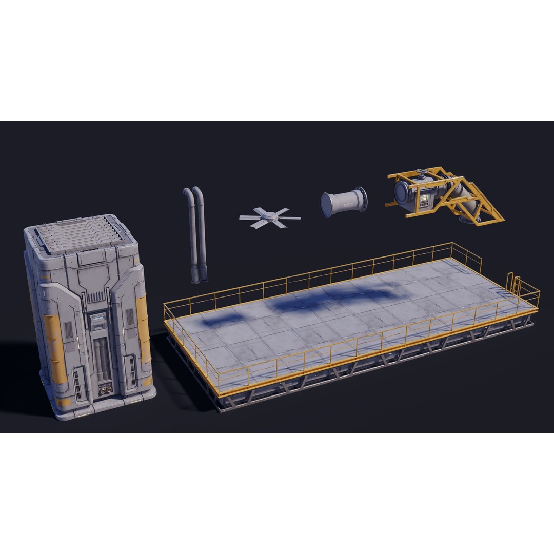 Sci-Fi Building 3D Model – Low Poly PBR Industrial Asset, FBX & OBJ - View 20