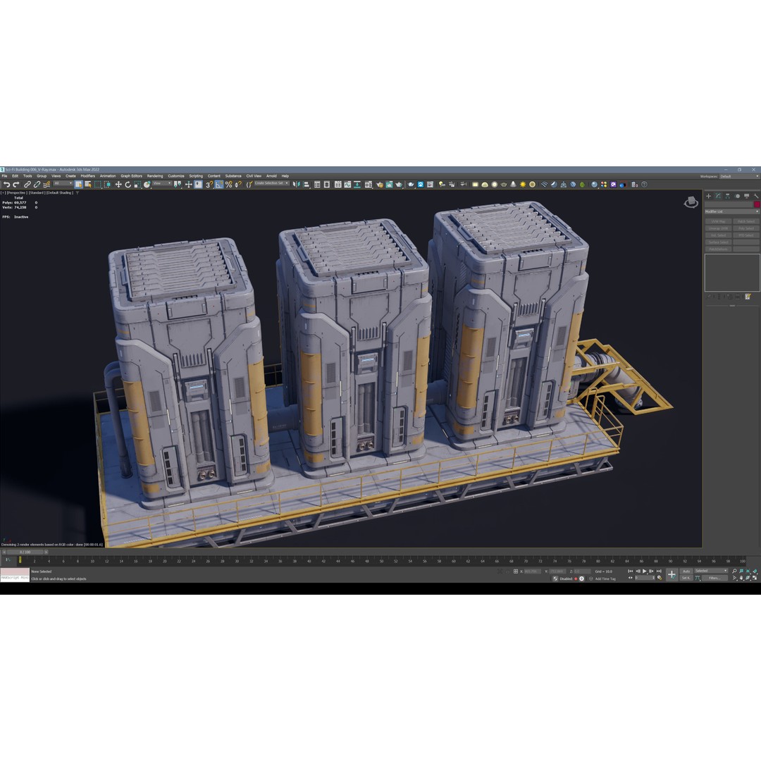 Sci-Fi Building 3D Model – Low Poly PBR Industrial Asset, FBX & OBJ - View 4