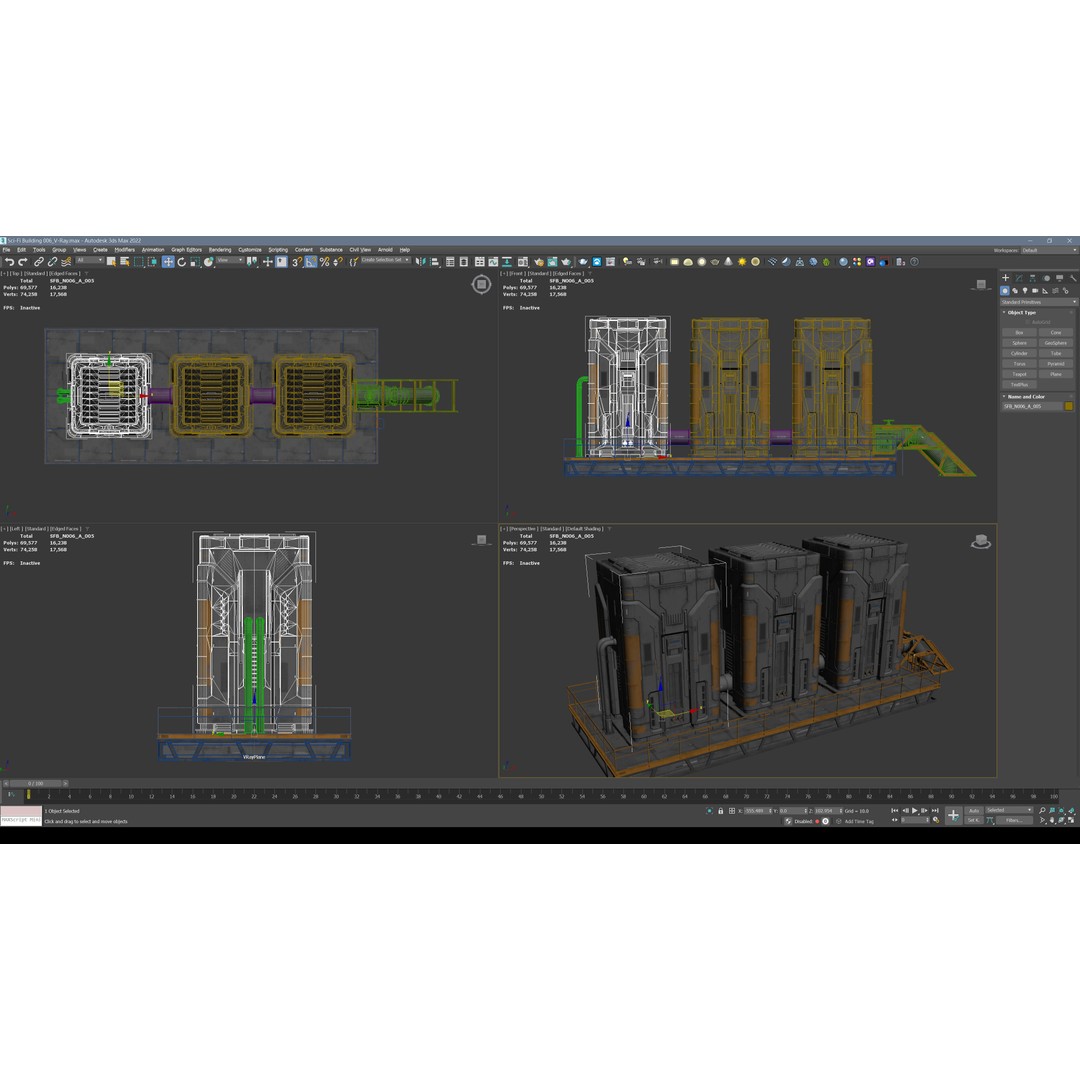 Sci-Fi Building 3D Model – Low Poly PBR Industrial Asset, FBX & OBJ - View 5