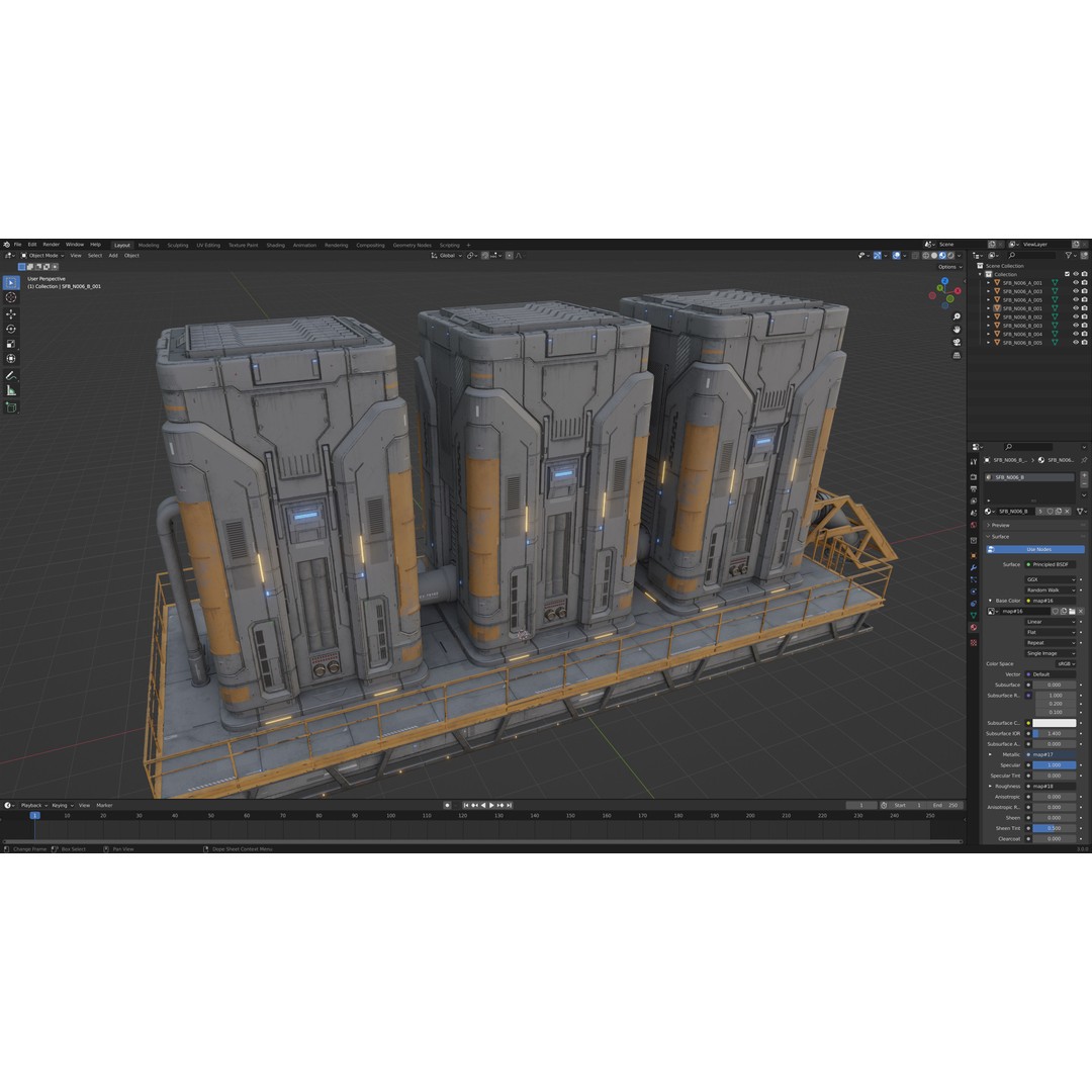 Sci-Fi Building 3D Model – Low Poly PBR Industrial Asset, FBX & OBJ - View 7
