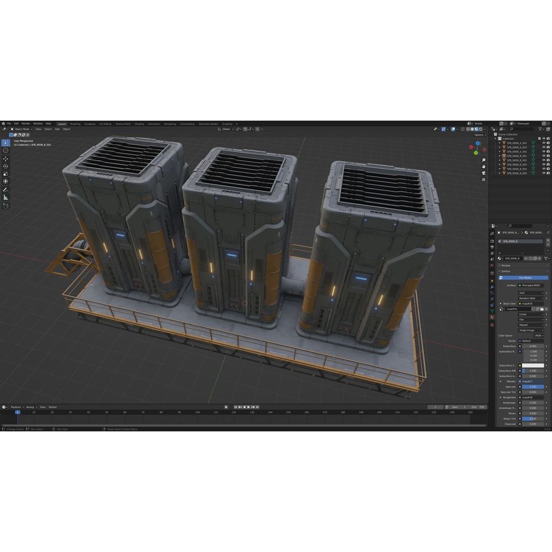 Sci-Fi Building 3D Model – Low Poly PBR Industrial Asset, FBX & OBJ - View 8