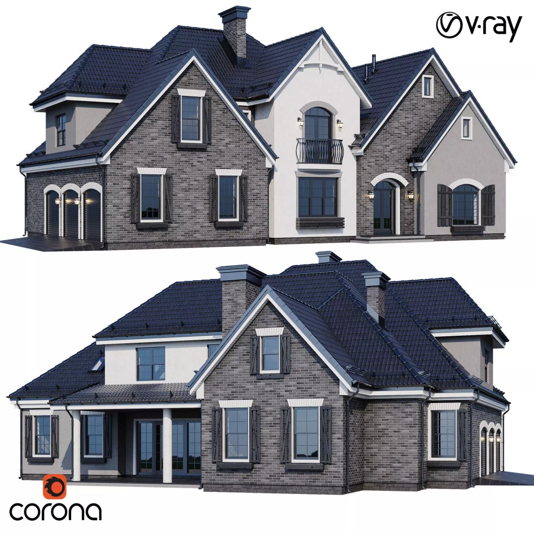 Modern House 3D Model – High Poly Mansion with PBR Textures, FBX - View 2