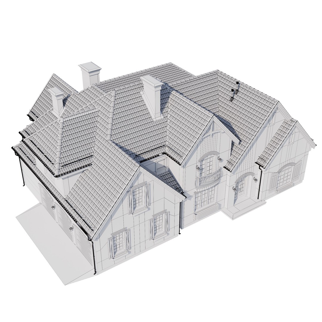 Modern House 3D Model – High Poly Mansion with PBR Textures, FBX - View 25