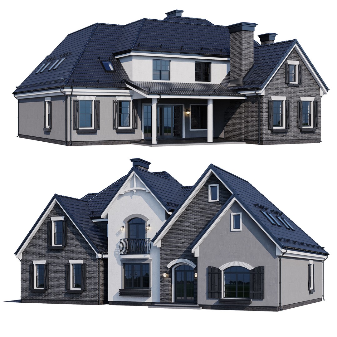 Modern House 3D Model – High Poly Mansion with PBR Textures, FBX - View 3