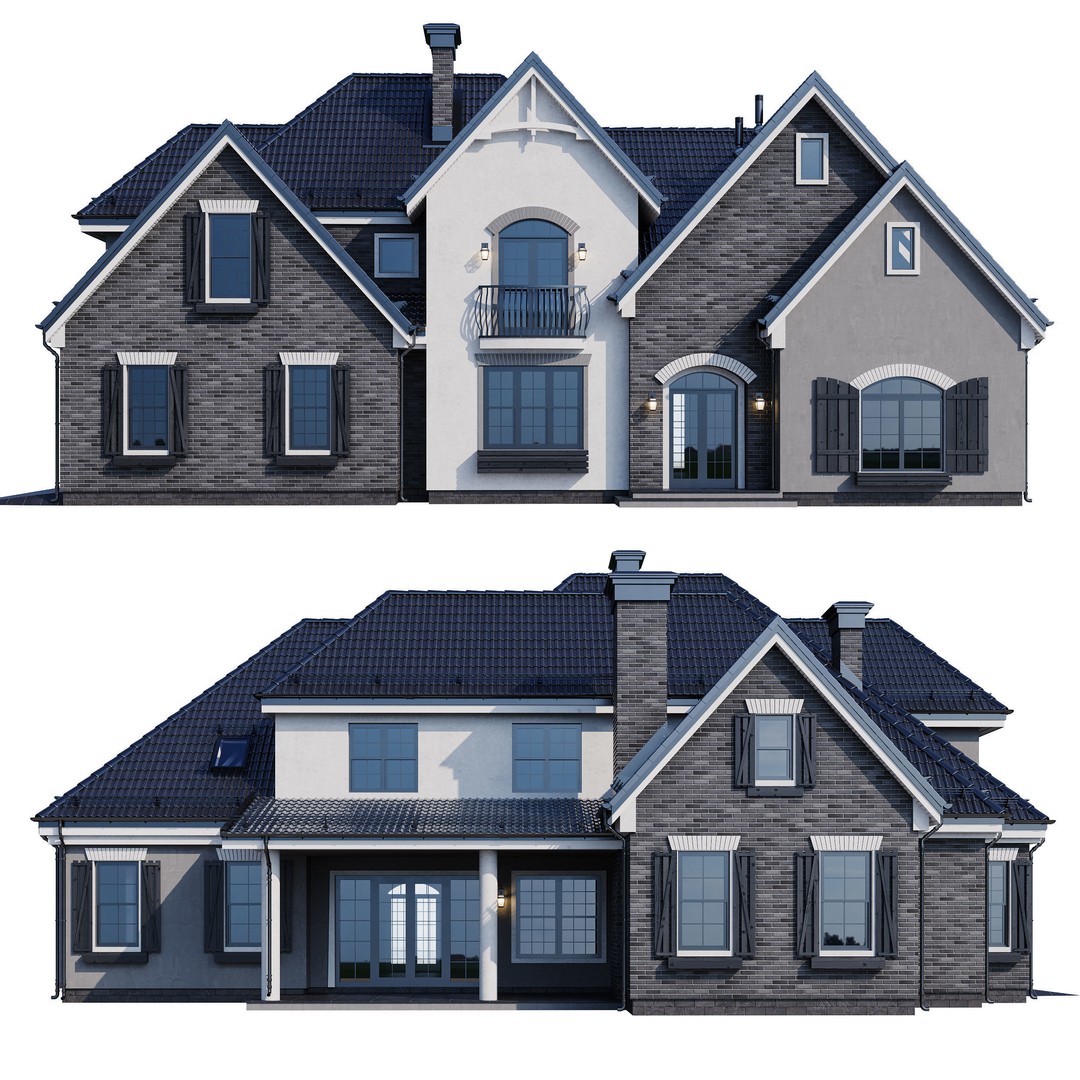 Modern House 3D Model – High Poly Mansion with PBR Textures, FBX - View 4