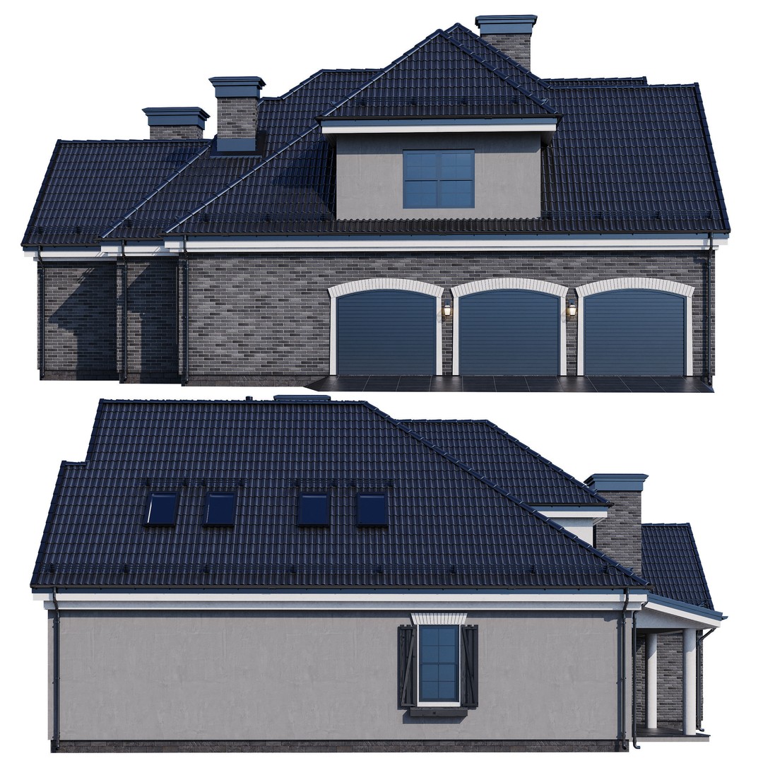 Modern House 3D Model – High Poly Mansion with PBR Textures, FBX - View 5