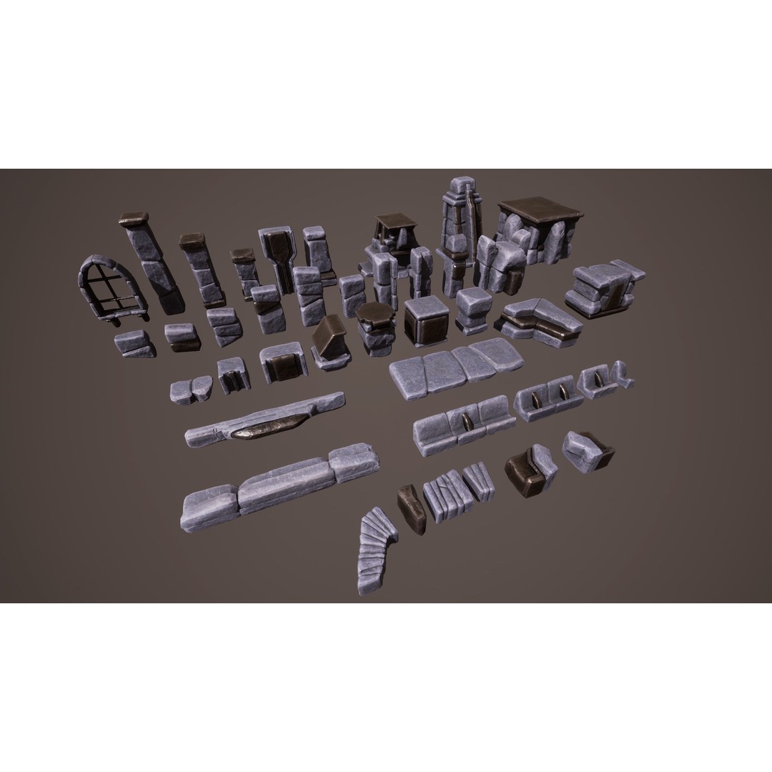 Brutal Architecture 3D Model – Low Poly Game Asset, FBX - View 10