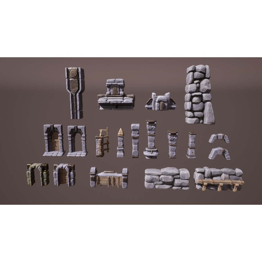 Brutal Architecture 3D Model – Low Poly Game Asset, FBX - View 12
