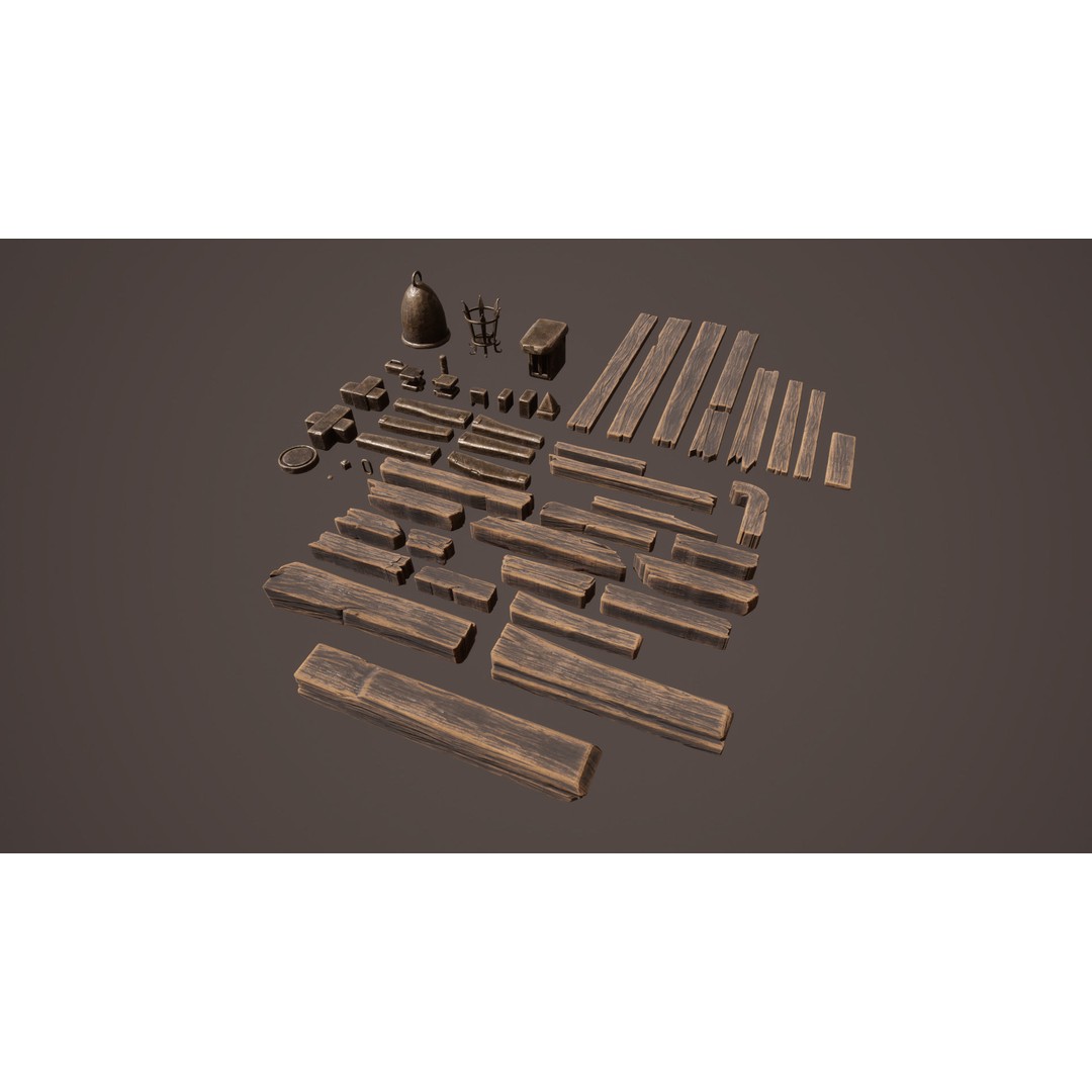 Brutal Architecture 3D Model – Low Poly Game Asset, FBX - View 4