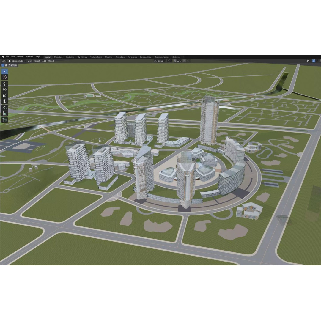 Futuristic Cityscape 3D Model – High-Quality Archviz Asset, FBX - View 7