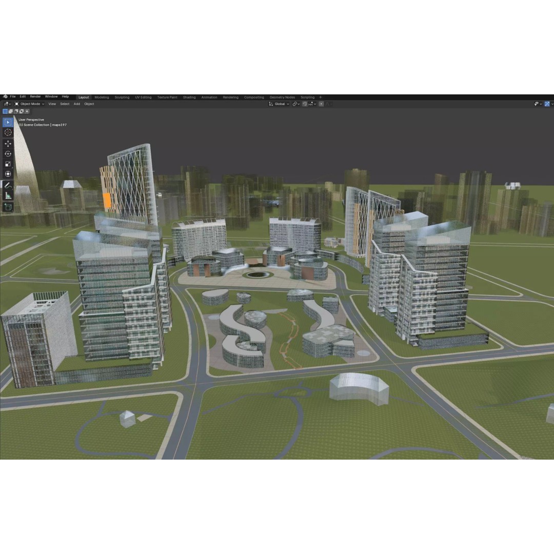 Futuristic Cityscape 3D Model – High-Quality Archviz Asset, FBX - View 9