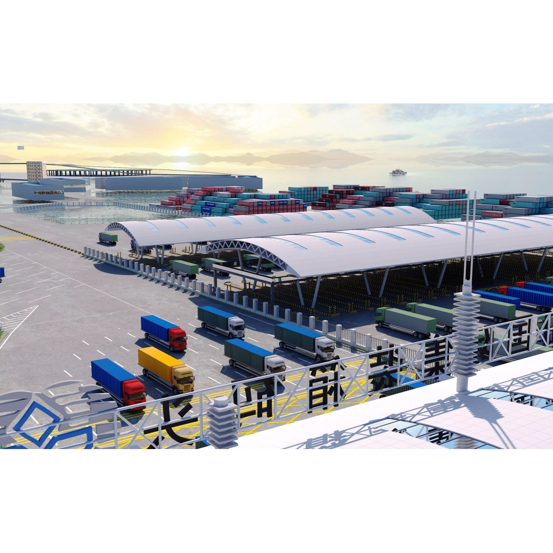Industrial Port Harbor 3D Model – Container Terminal Scene, FBX, OBJ - View 10