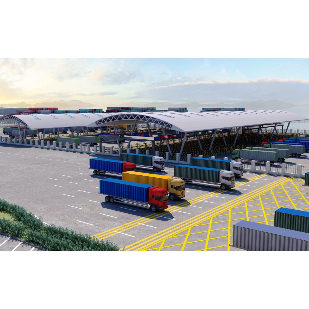 Industrial Port Harbor 3D Model – Container Terminal Scene, FBX, OBJ - View 11