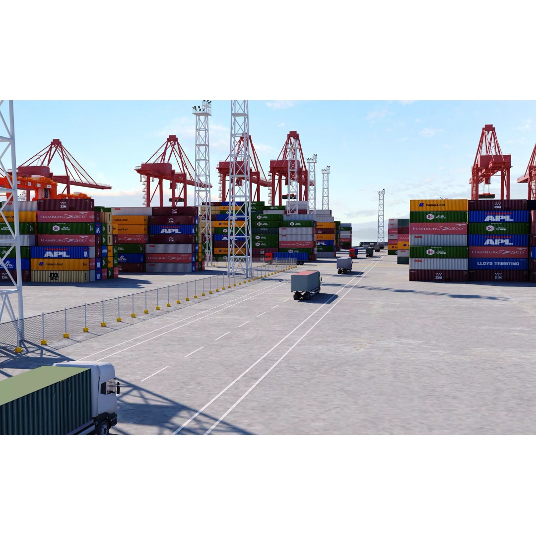 Industrial Port Harbor 3D Model – Container Terminal Scene, FBX, OBJ - View 14