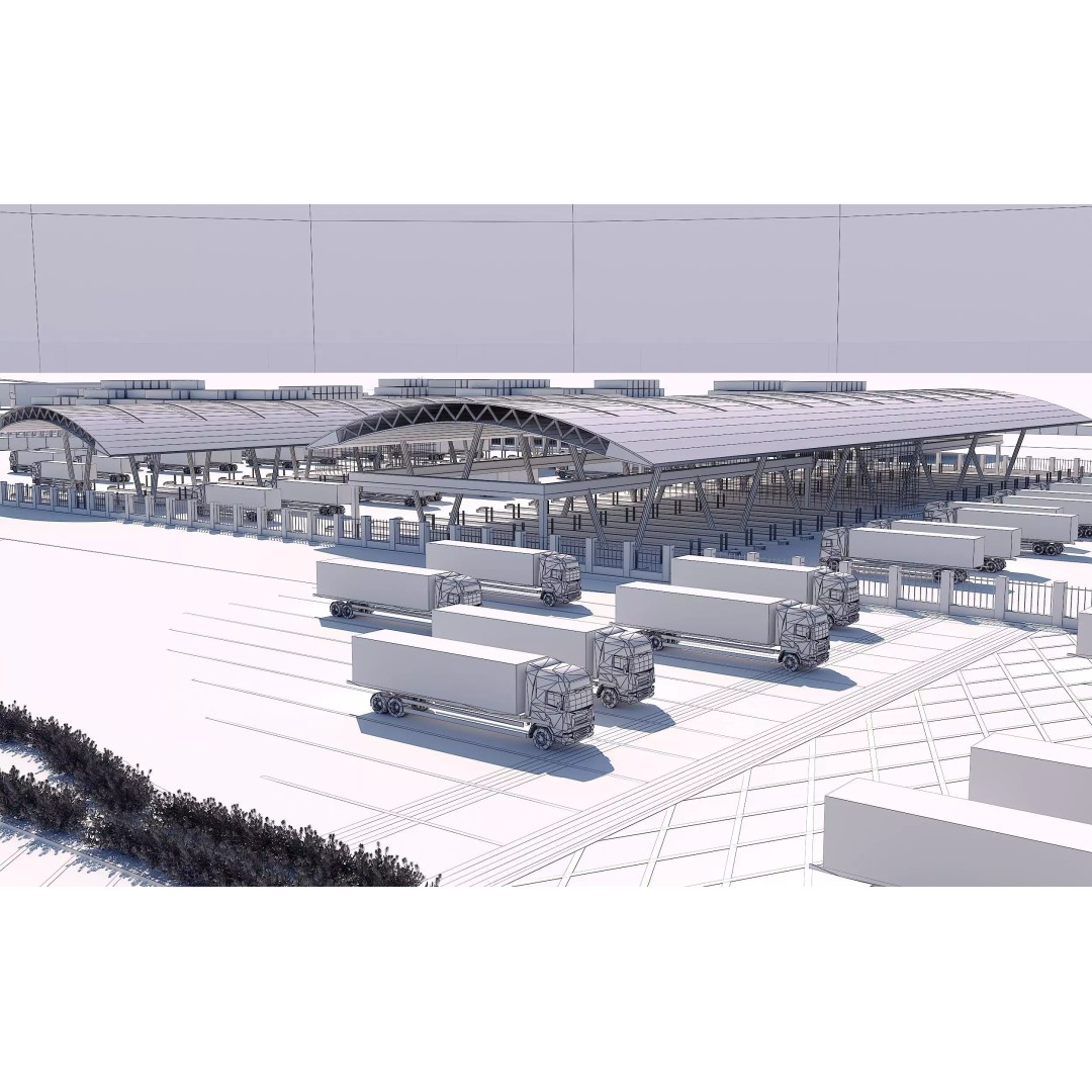 Industrial Port Harbor 3D Model – Container Terminal Scene, FBX, OBJ - View 19