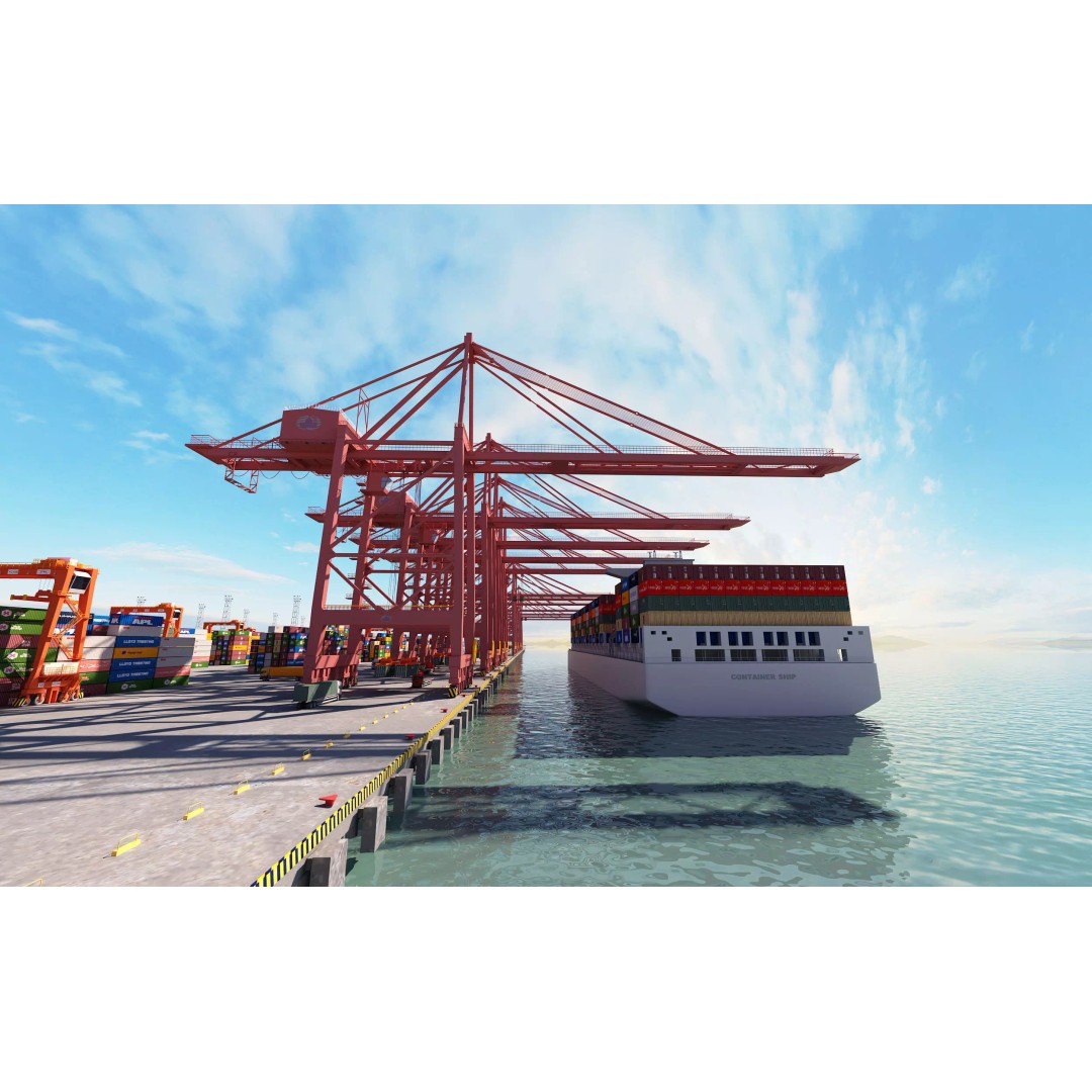 Industrial Port Harbor 3D Model – Container Terminal Scene, FBX, OBJ - View 3