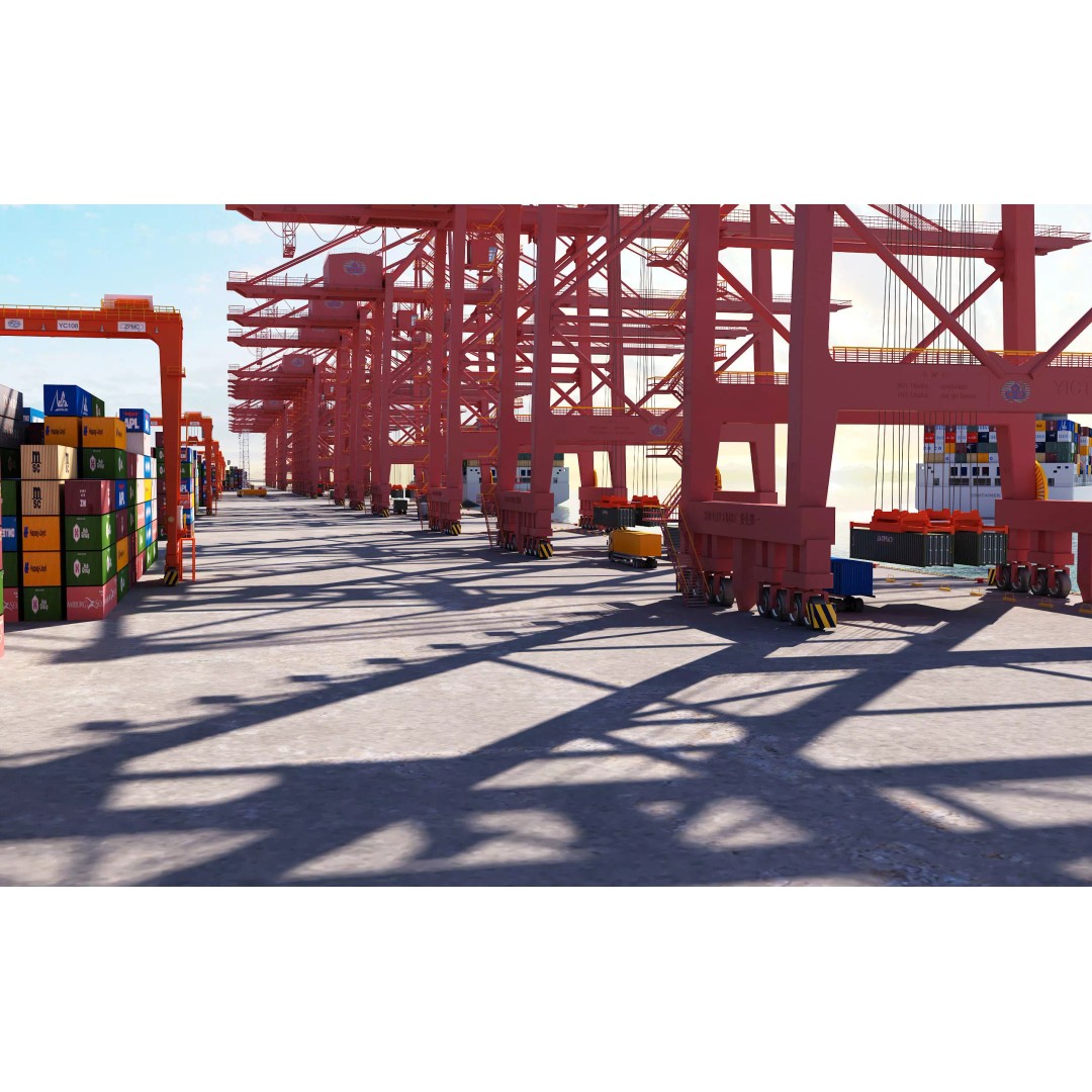 Industrial Port Harbor 3D Model – Container Terminal Scene, FBX, OBJ - View 5