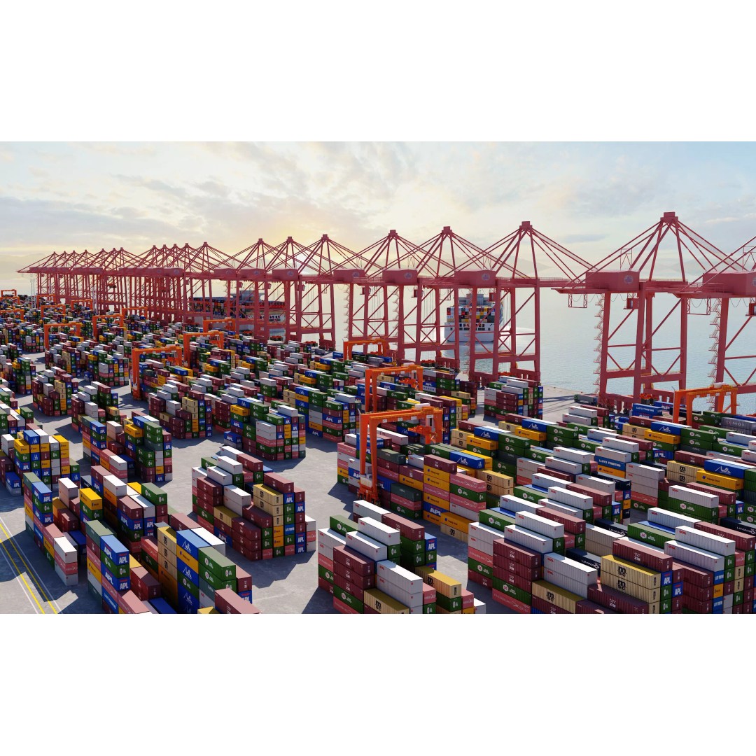 Industrial Port Harbor 3D Model – Container Terminal Scene, FBX, OBJ - View 6