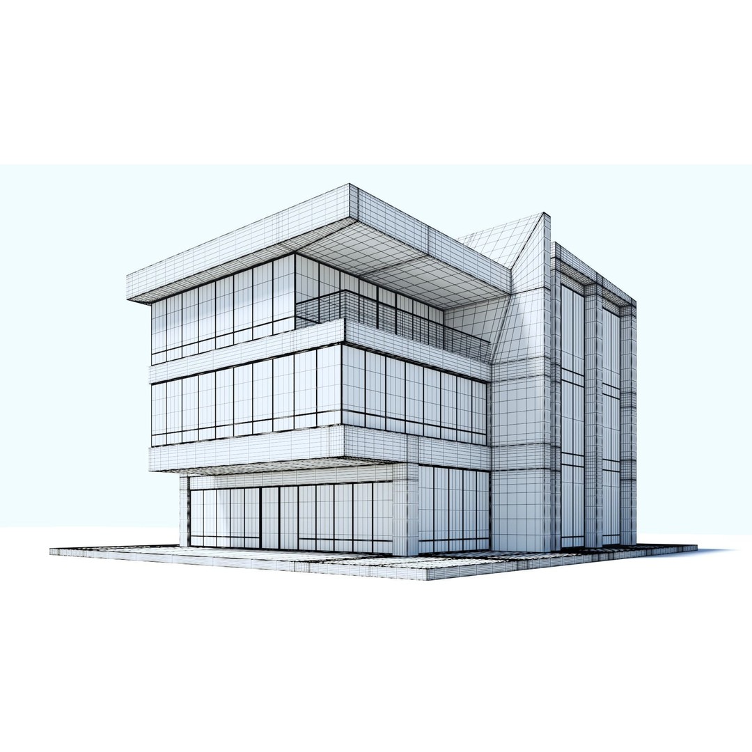 Office Building 3D Model – Modern Exterior with PBR Textures, FBX