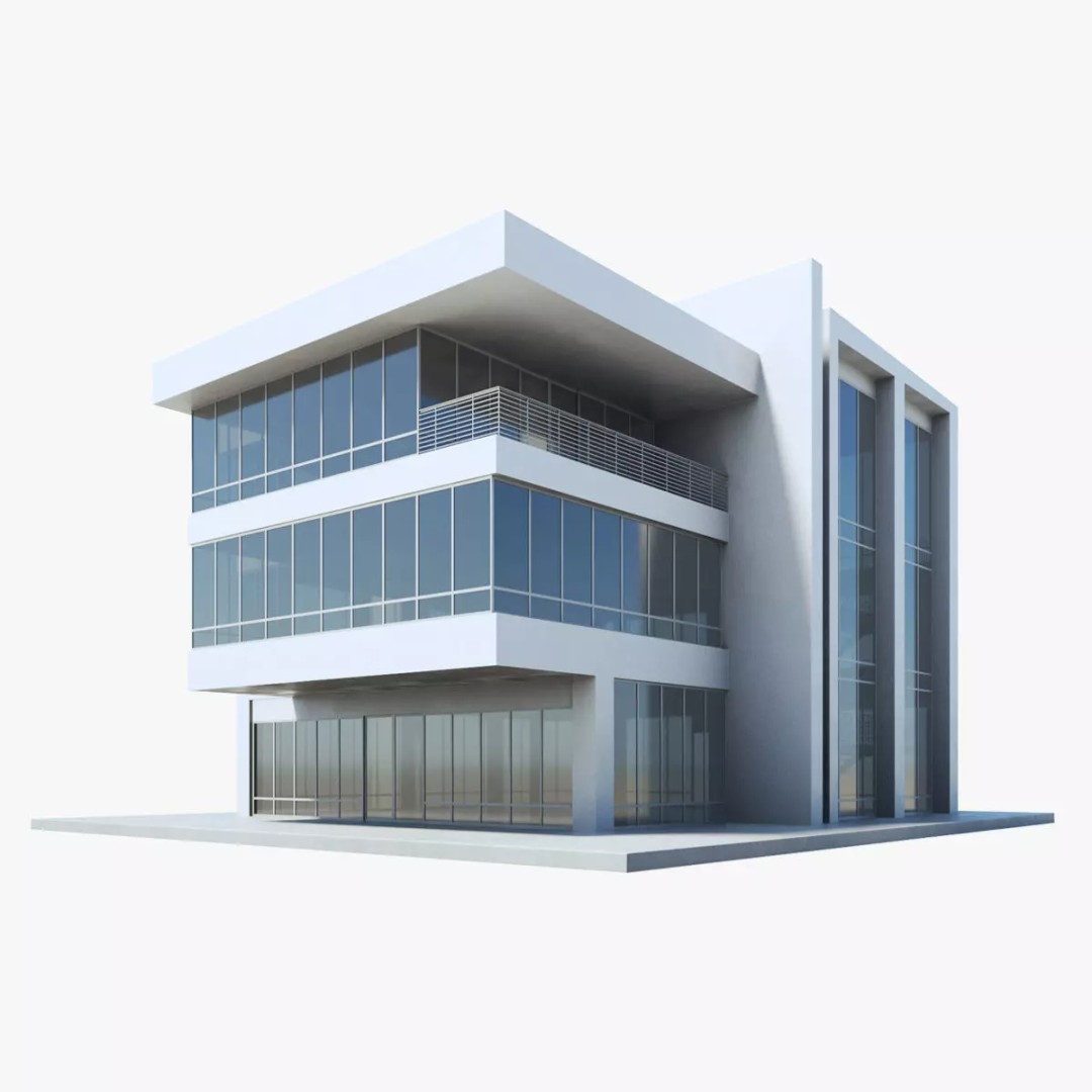 Office Building 3D Model – Modern Exterior with PBR Textures, FBX - View 2