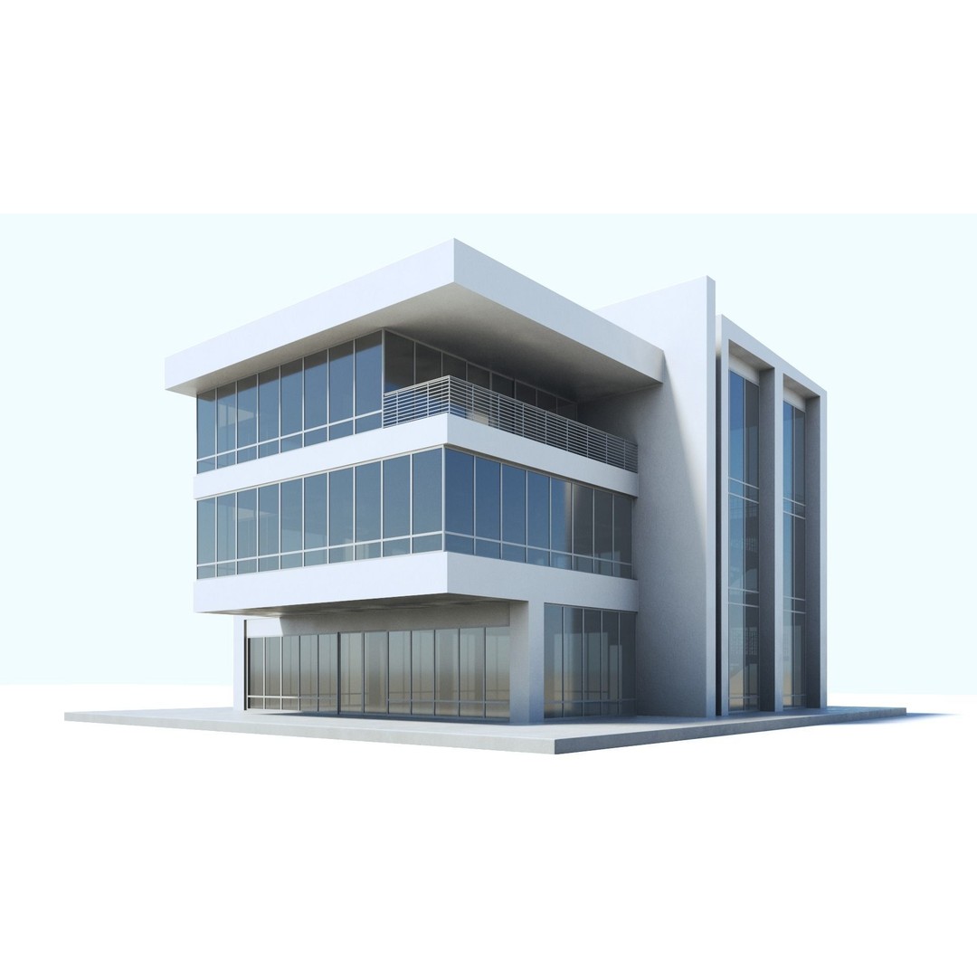 Office Building 3D Model – Modern Exterior with PBR Textures, FBX - View 4