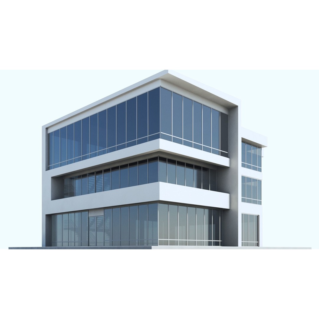 Office Building 3D Model – Modern Exterior with PBR Textures, FBX - View 5