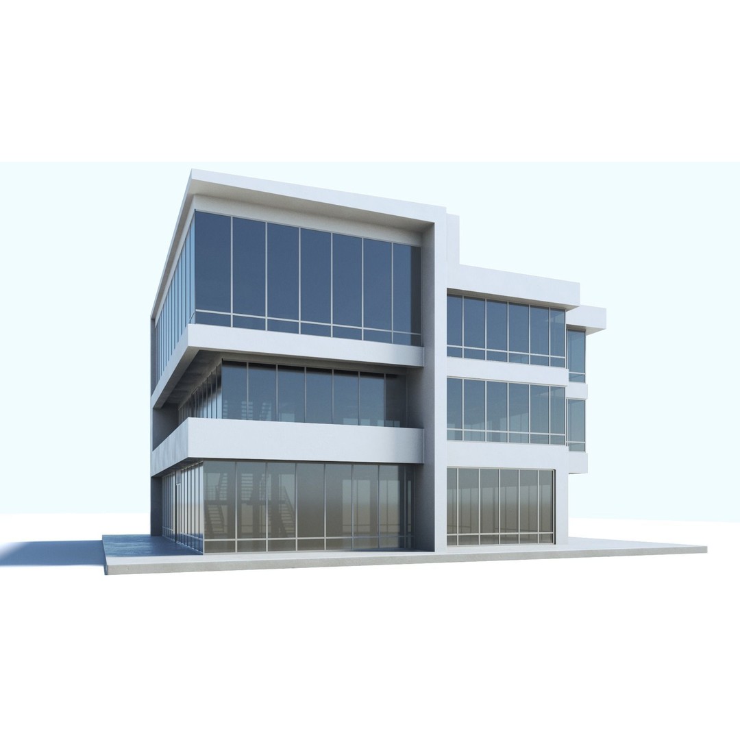 Office Building 3D Model – Modern Exterior with PBR Textures, FBX - View 6