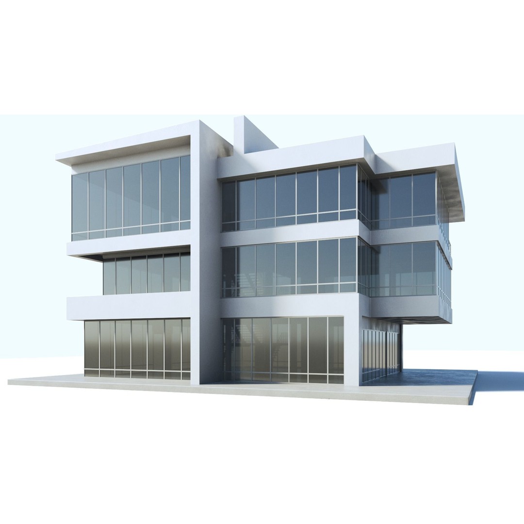 Office Building 3D Model – Modern Exterior with PBR Textures, FBX - View 7