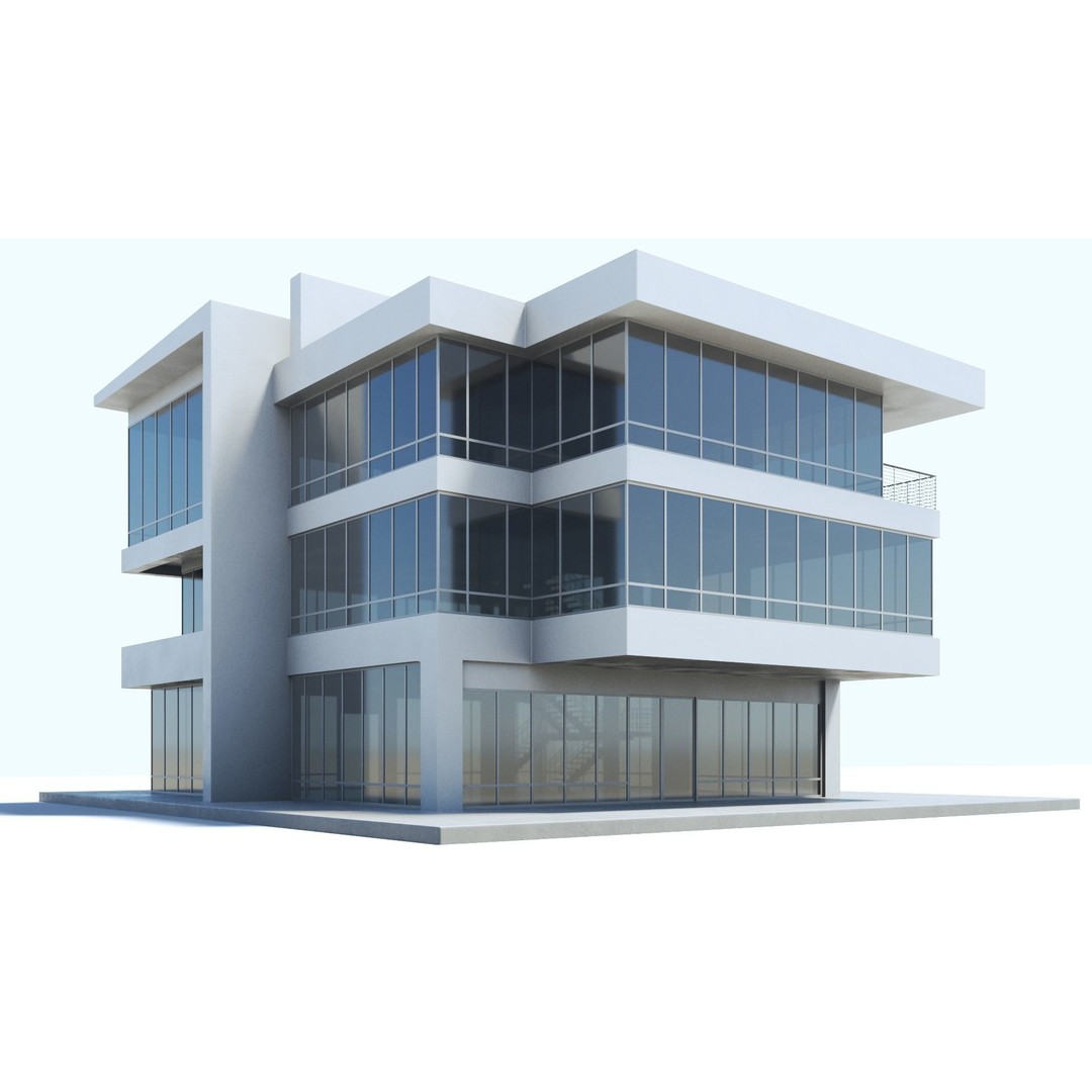 Office Building 3D Model – Modern Exterior with PBR Textures, FBX - View 8